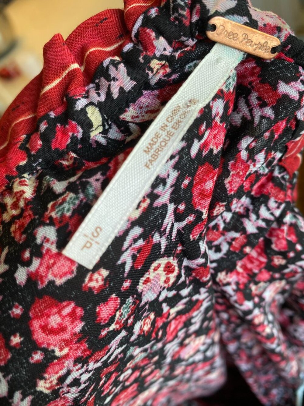 Free People Boho Floral Maxi Dress | Deep V-Neck Tassel | Size Small - Picture 5 of 6